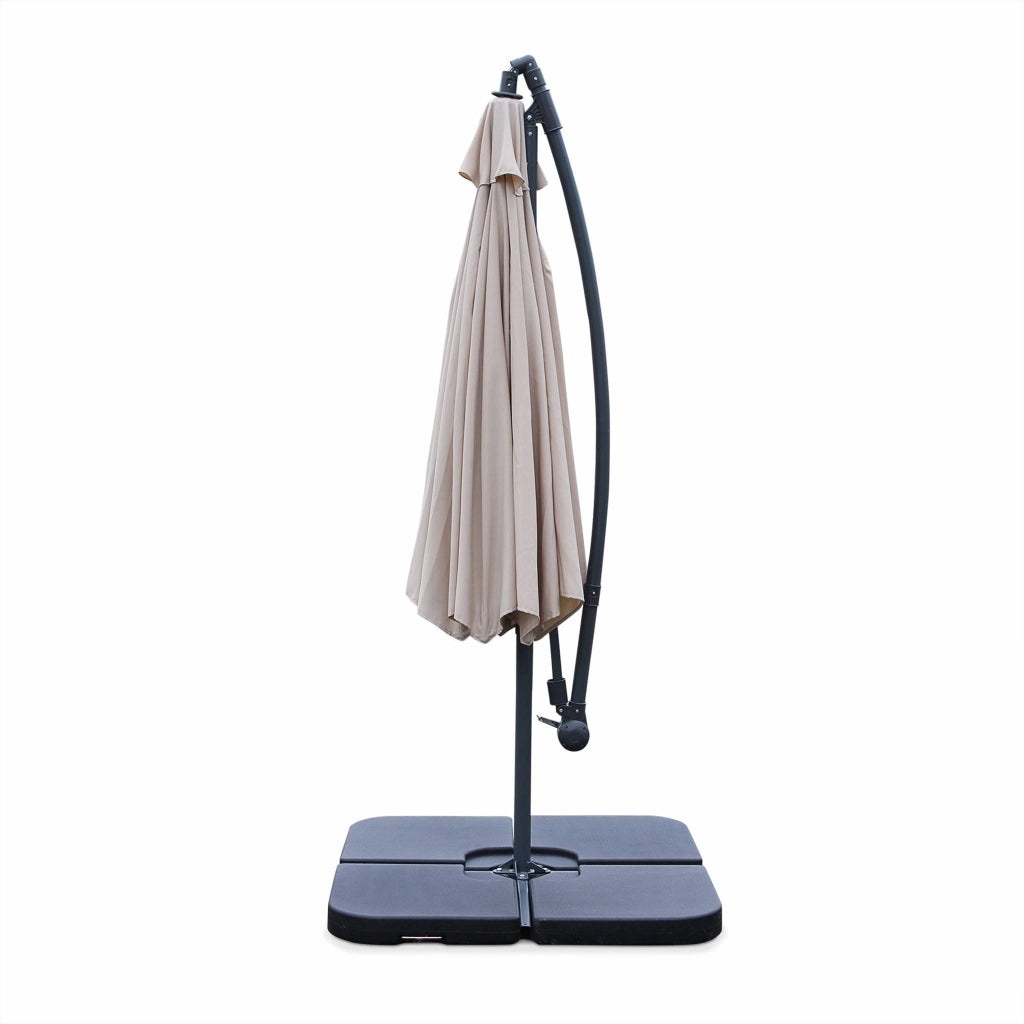 Ombrellone rotondo decentrato 3m, beige