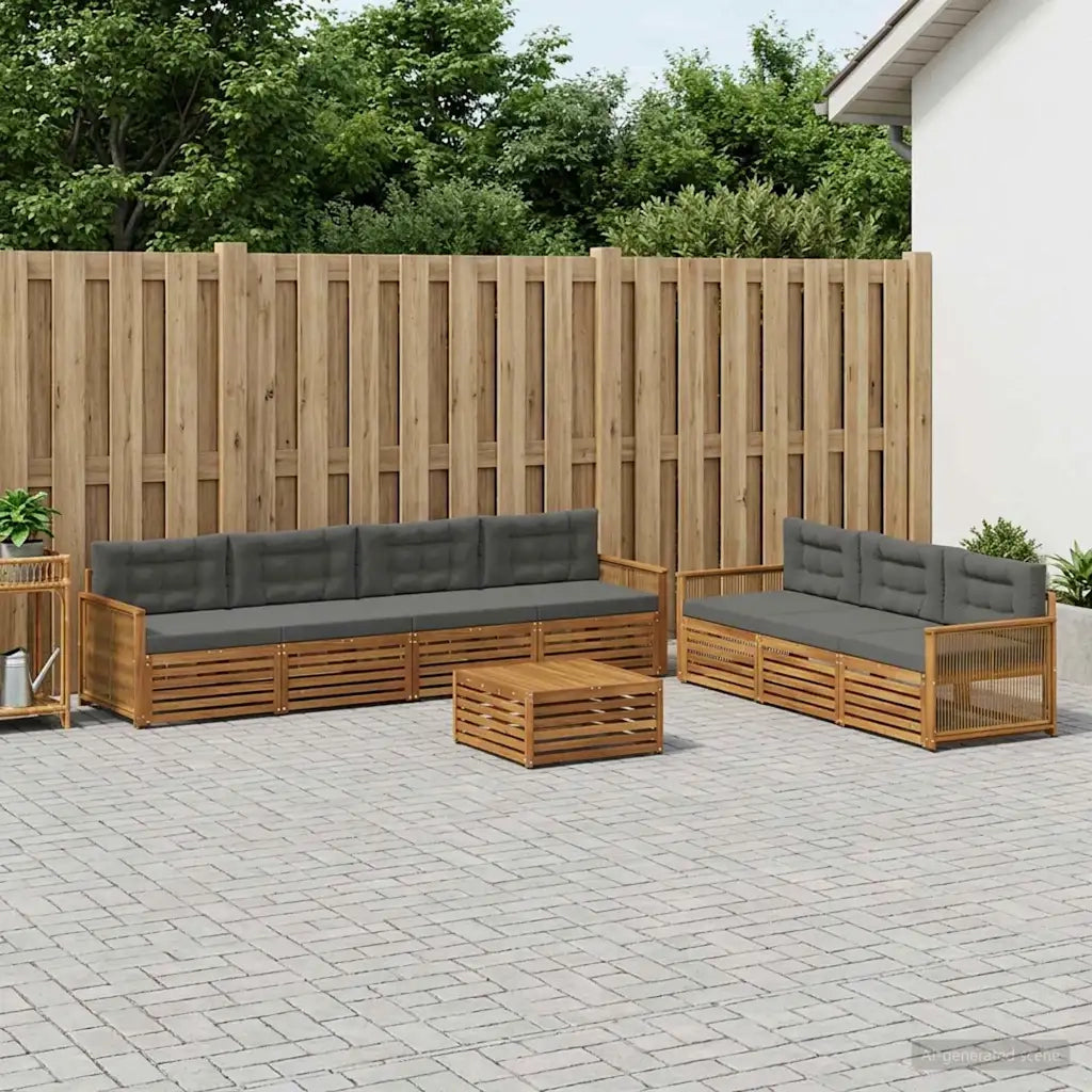 Set di divani da esterno con cuscino 8 pcs Naturale e Antracite 3383120
