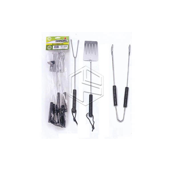 barbecue set 3 utensili pinza forchettone