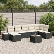 Set Divano da Giardino con cuscino 7 pcs Nero polyrattan 3355826