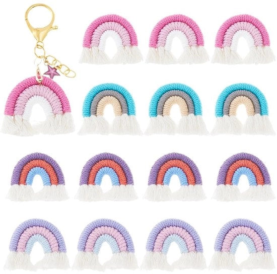 Set di 16 Bedels Macramé Artigianali in Arcobaleno