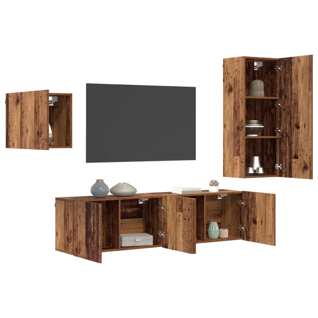 Mobile TV 4 pcs Legno vecchio Legno multistrato 3402764