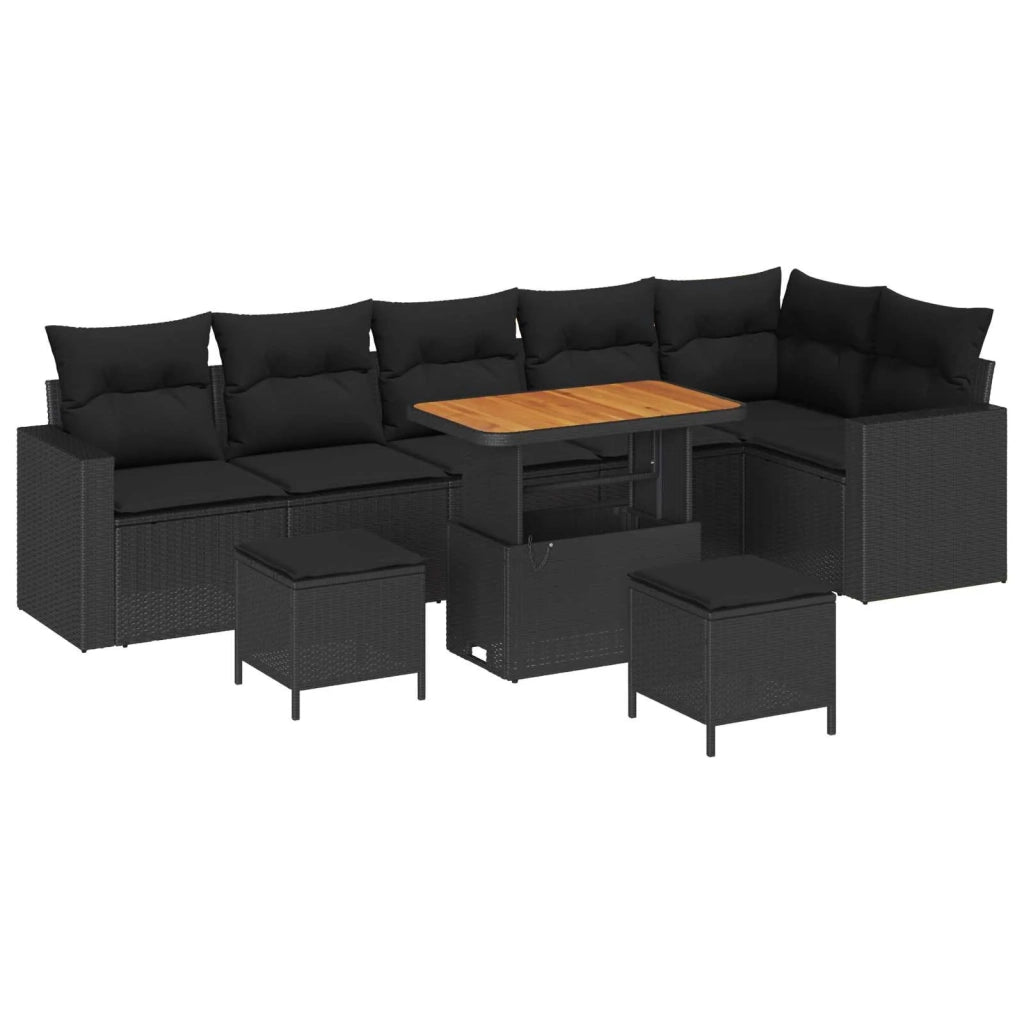 Set Divano da Giardino 9 pcs Nero polyrattan 3361634