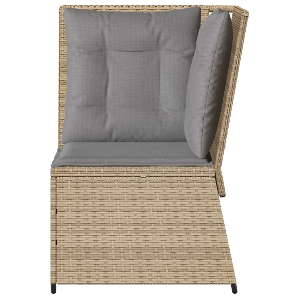 Divano Angolare da Giardino con Cuscini Beige in Polyrattan 368985