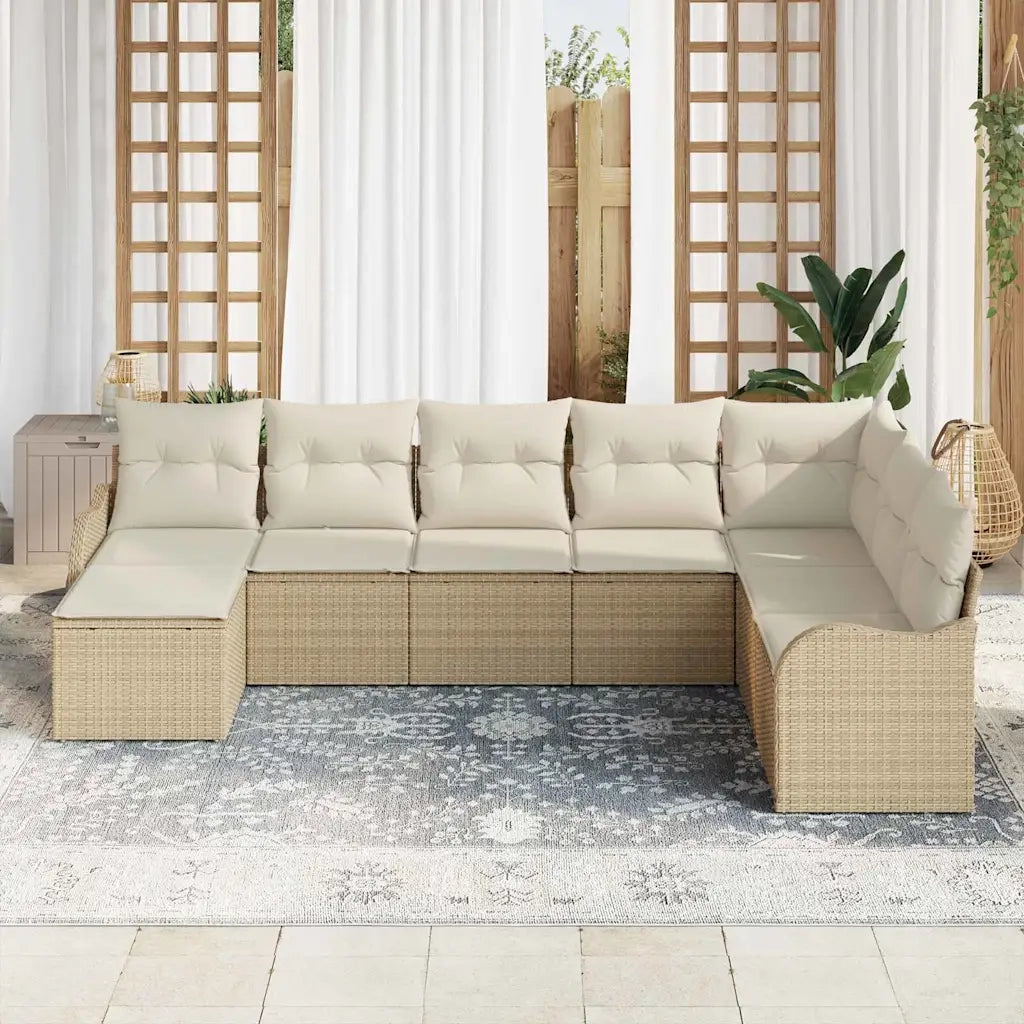 Set Divano da Giardino 8 pcs Beige polyrattan