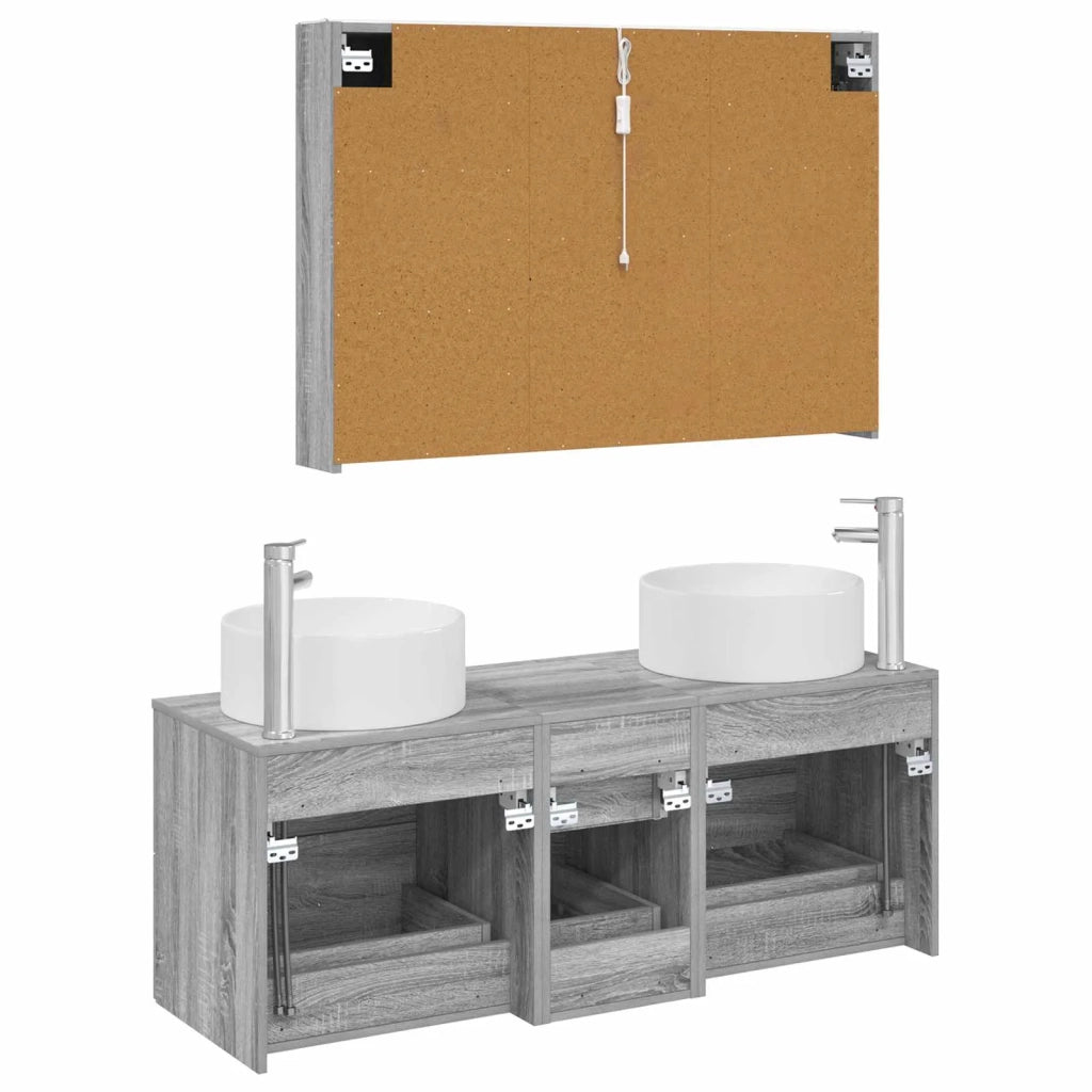 Set di mobili per il bagno 4 pz Sonoma grigio 3407108