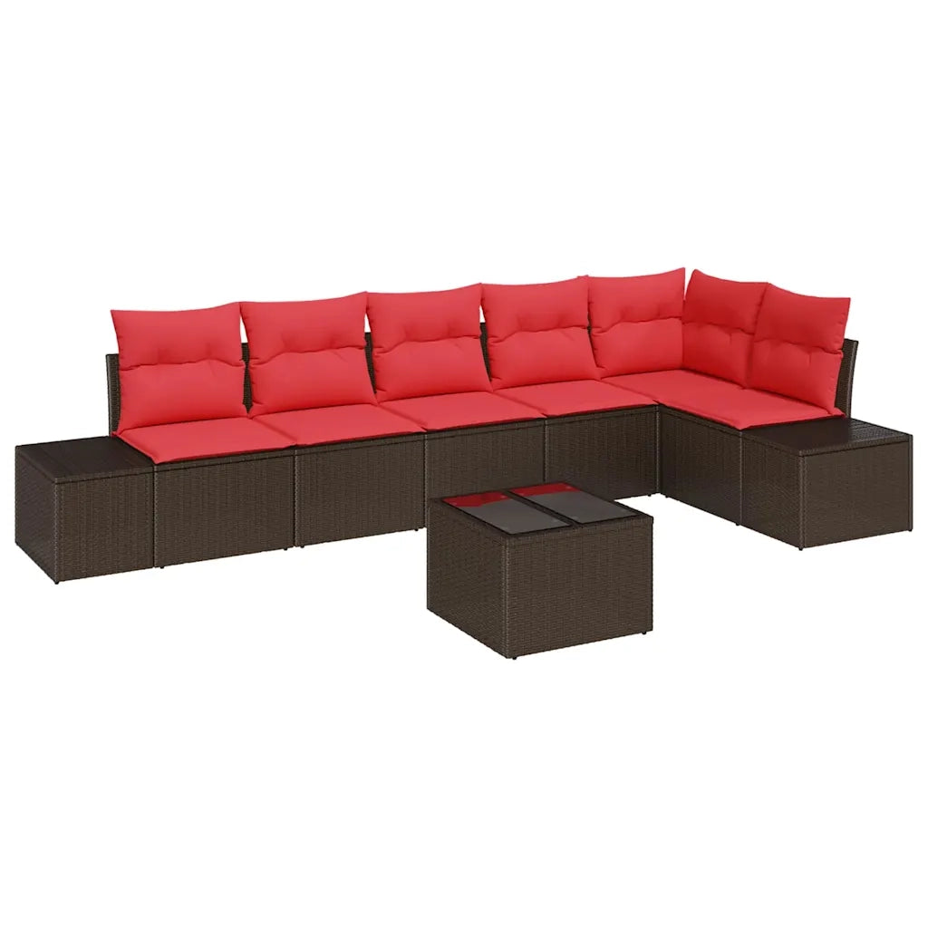 Set Divano da Giardino con cuscino 7 pcs Marrone polyrattan 3347094