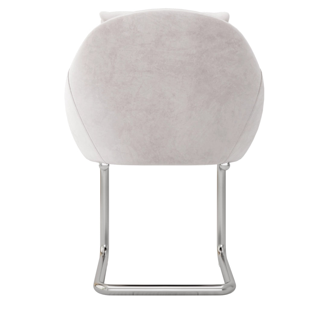 Sedia da Pranzo Set da 2 con Schienale Ergonomico e Cuscino, in Velluto e Metallo, Beige