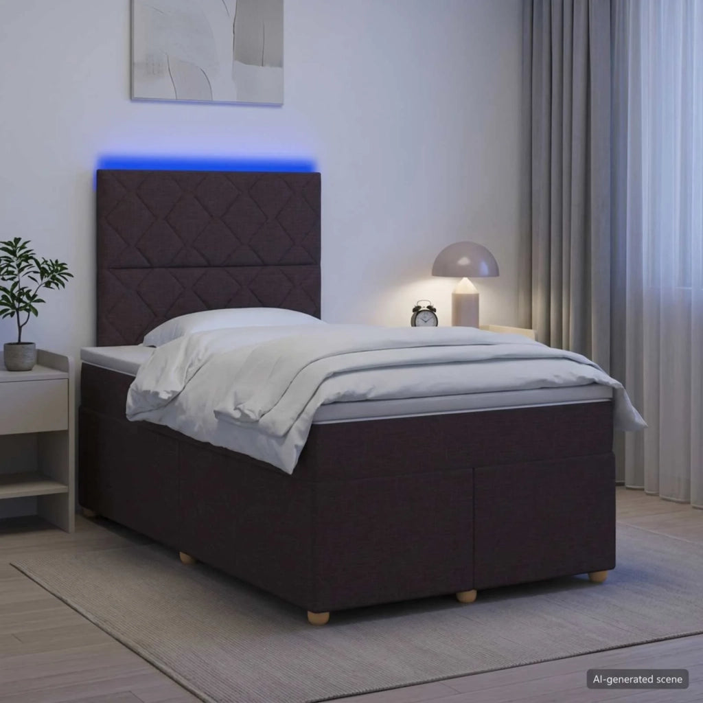 Letto box spring con materasso Marrone Scuro 120 x 200 cm 3455332
