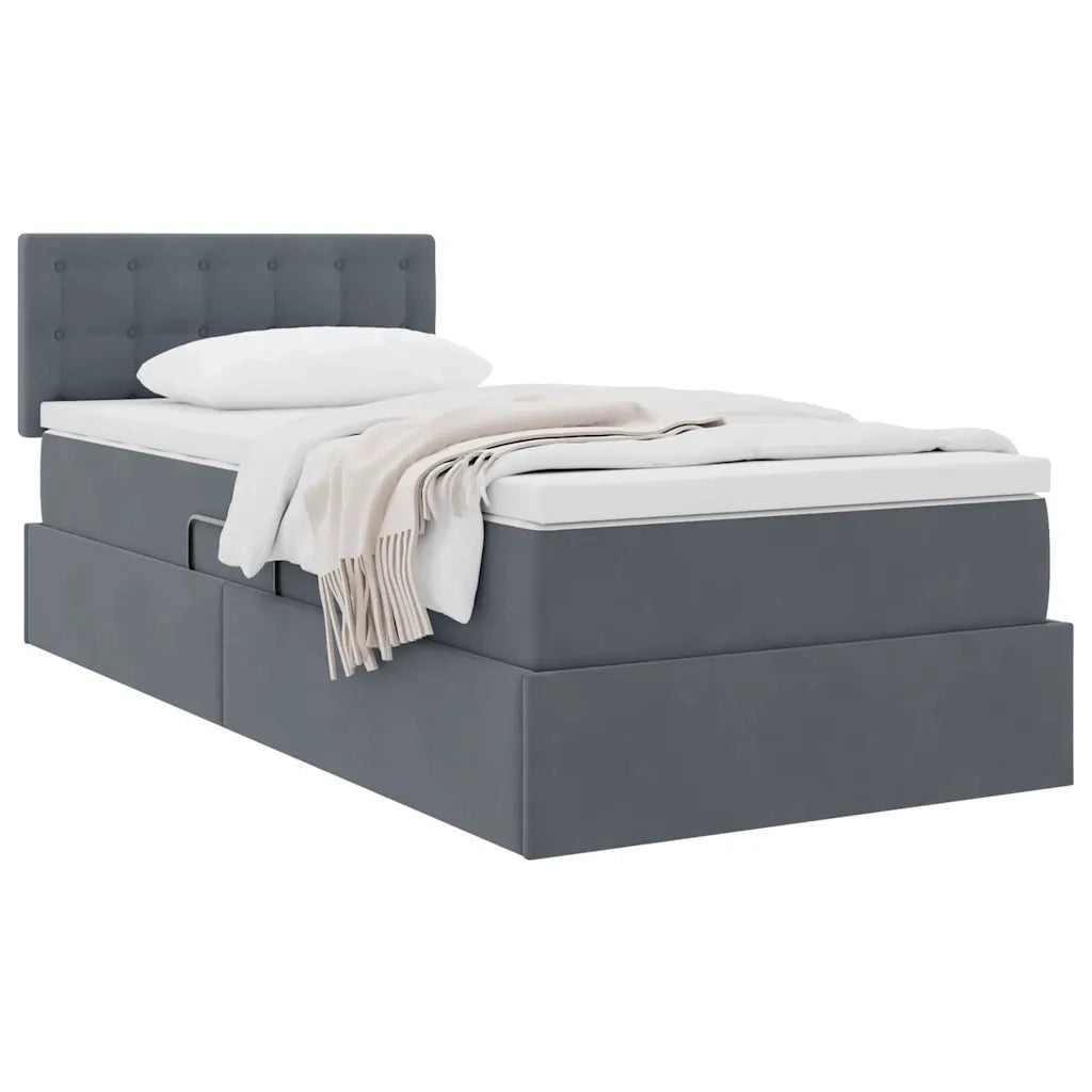 Letto con Contenitore Grigio scuro 90 x 200 cm Velluto