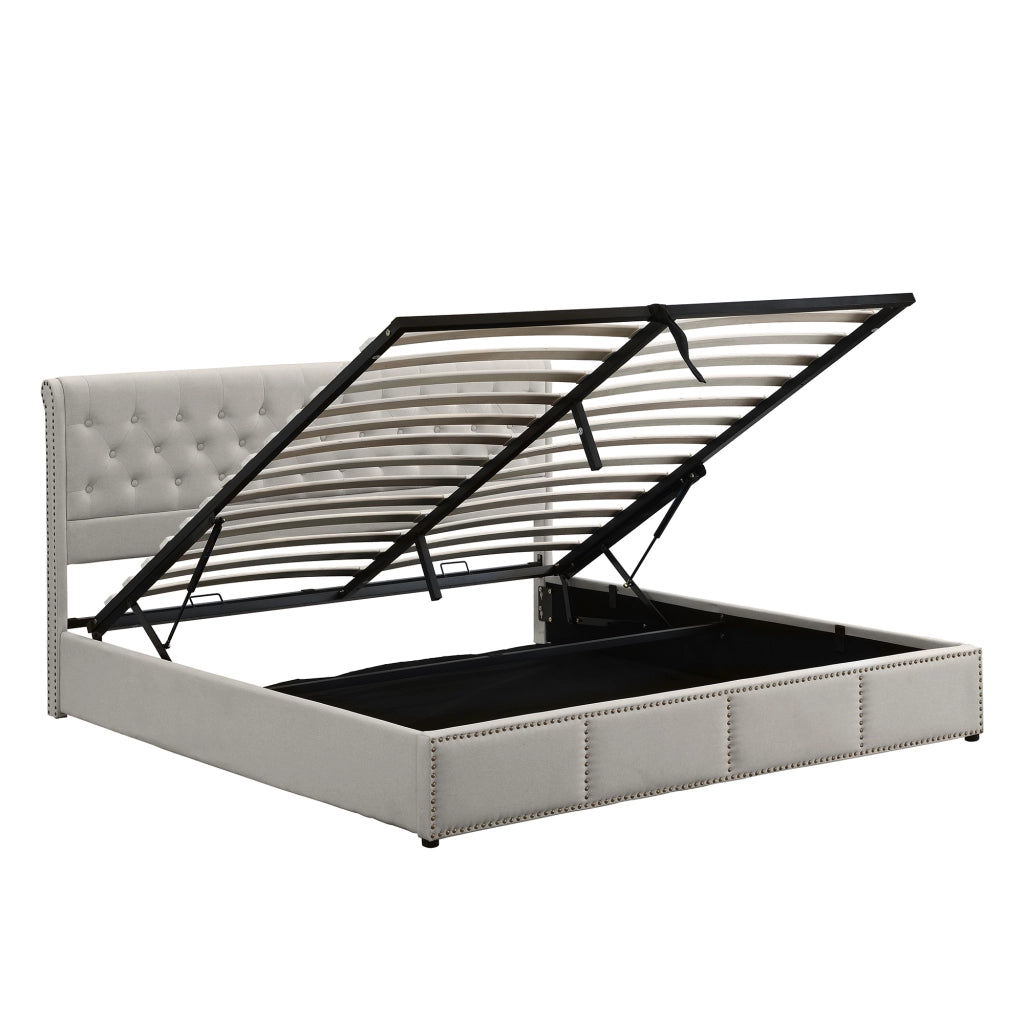 letto imbottito lino cotone grigio 160 x 200 cm