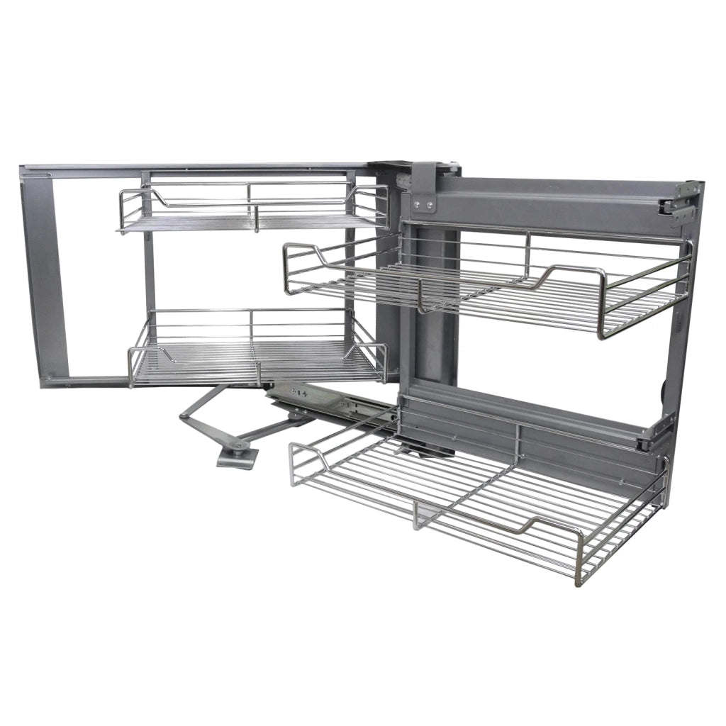 4 Cestelli in Acciaio Inox per Mobile ad Angolo Cieco 90-100cm Mano Destra