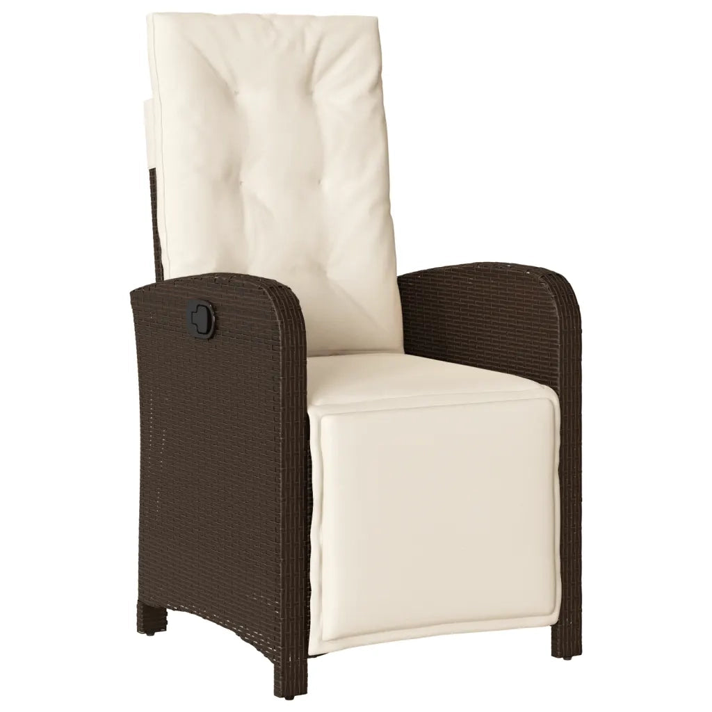 Set da Pranzo da Giardino 5pz con Cuscini in Polyrattan Marrone 3212544