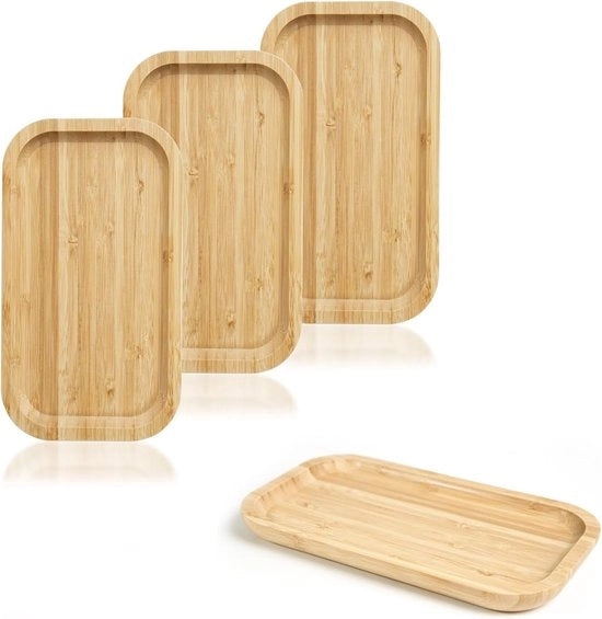 Panno da bagno in bambù rettangolare - 4 pezzi - tavola di servizio in legno per cucina - piatti di servizio in bambù