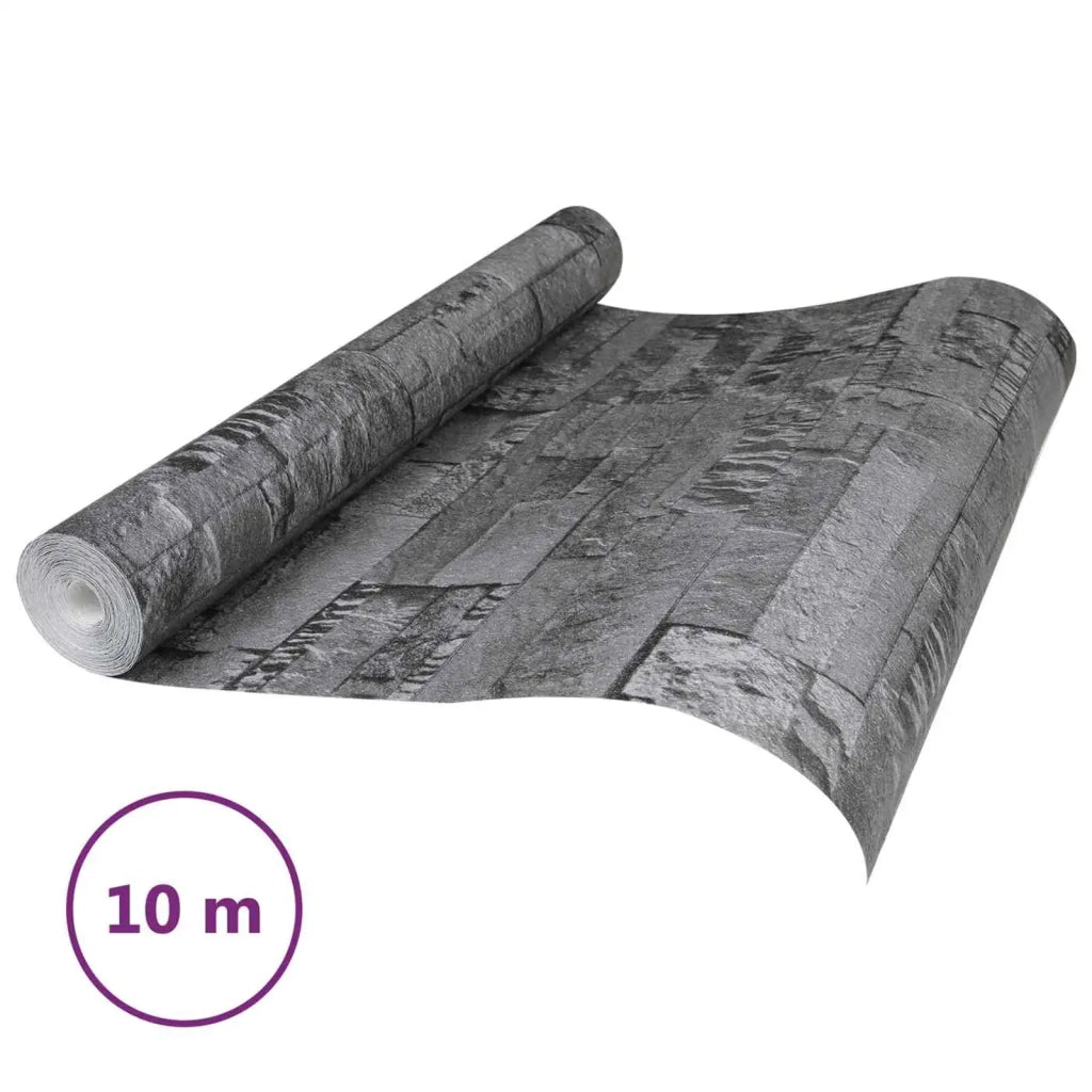 Carta da Parati 3D Pietra Nero 10 x 0,53 m Tessuto Non Tessuto 42046691
