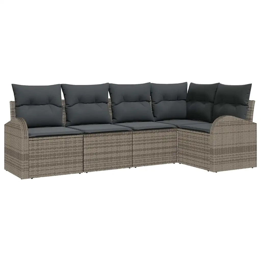 Set Divano da Giardino con cuscino 5 pcs Grigio polyrattan