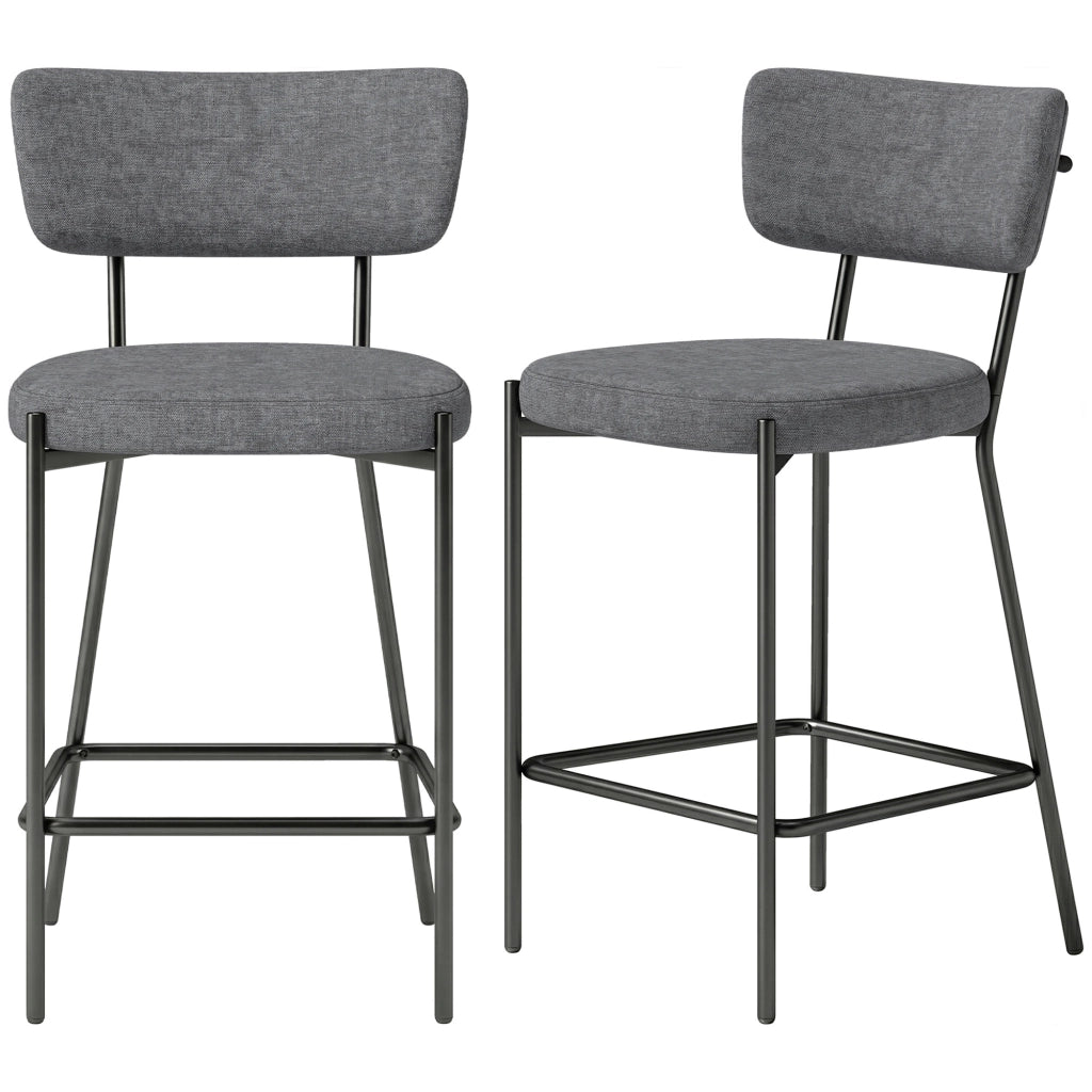 Set 2 Sgabelli da Bar Imbottiti ¨C Xylo ¨C Schienale Curvo, Grigio