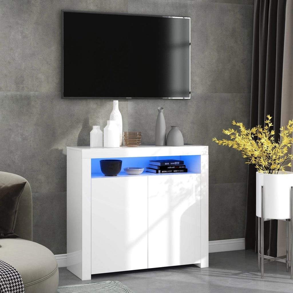 Com¨° Sideboard - Zephmum - Bianco lucido con luce LED