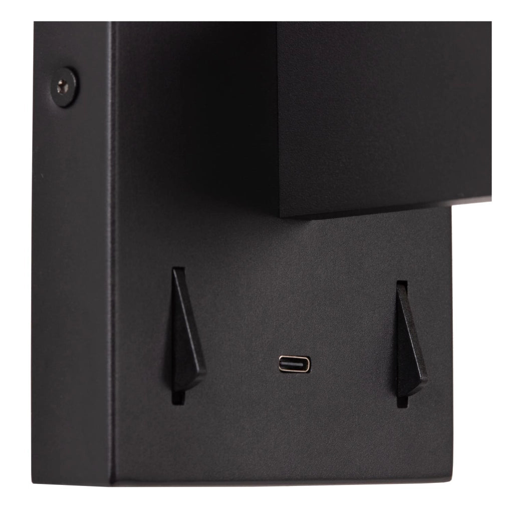 Applique LED da parete nera FINAN Lucide USB-C