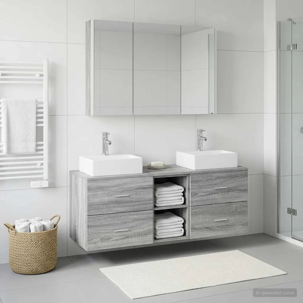 Set di mobili per il bagno 4 pz Sonoma grigio 3406828