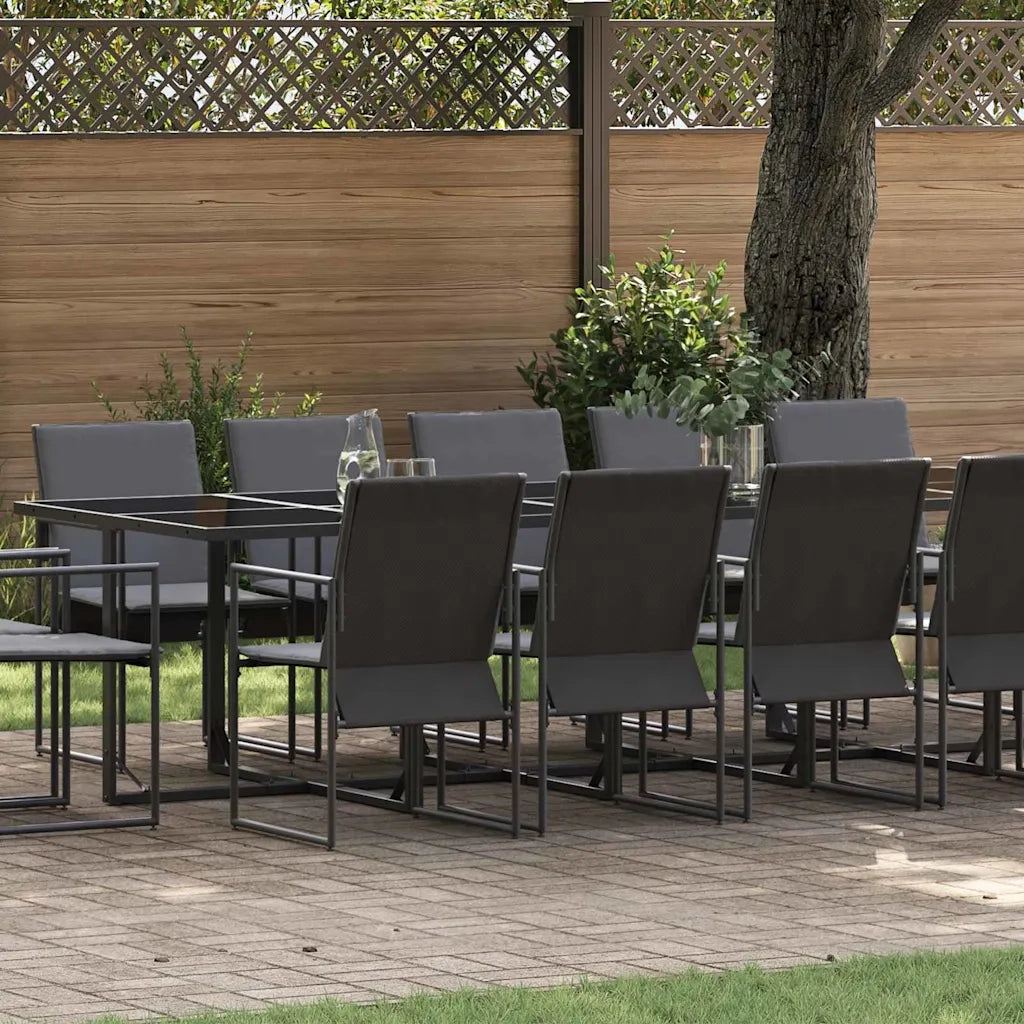 Set da Pranzo per Giardino 15 pcs Nero Acciaio 3335871
