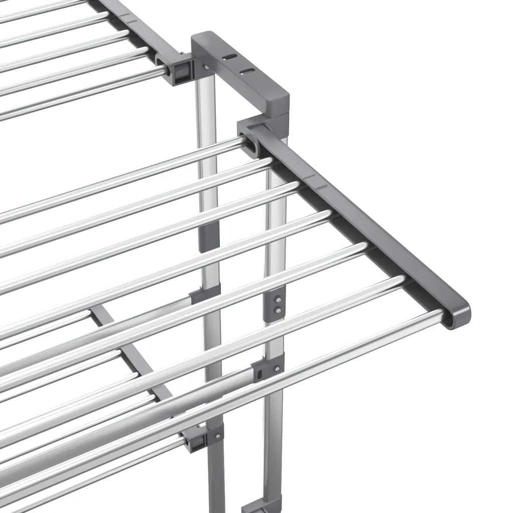 Stendibiancheria a 2 Livelli con Ruote Argento 60x70x106 cm 344377