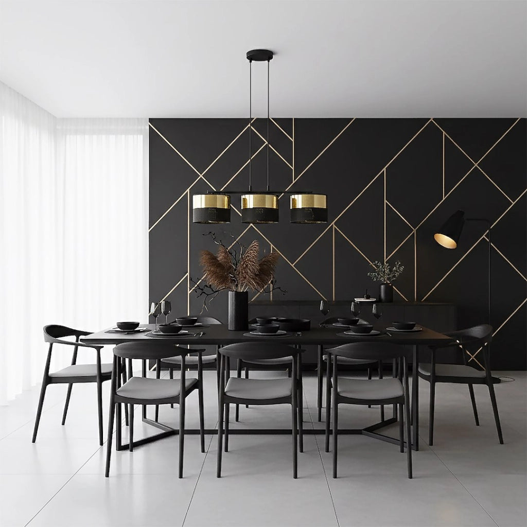 Lampada sospesa LUX 3xE27 metallo nero oro Emibig