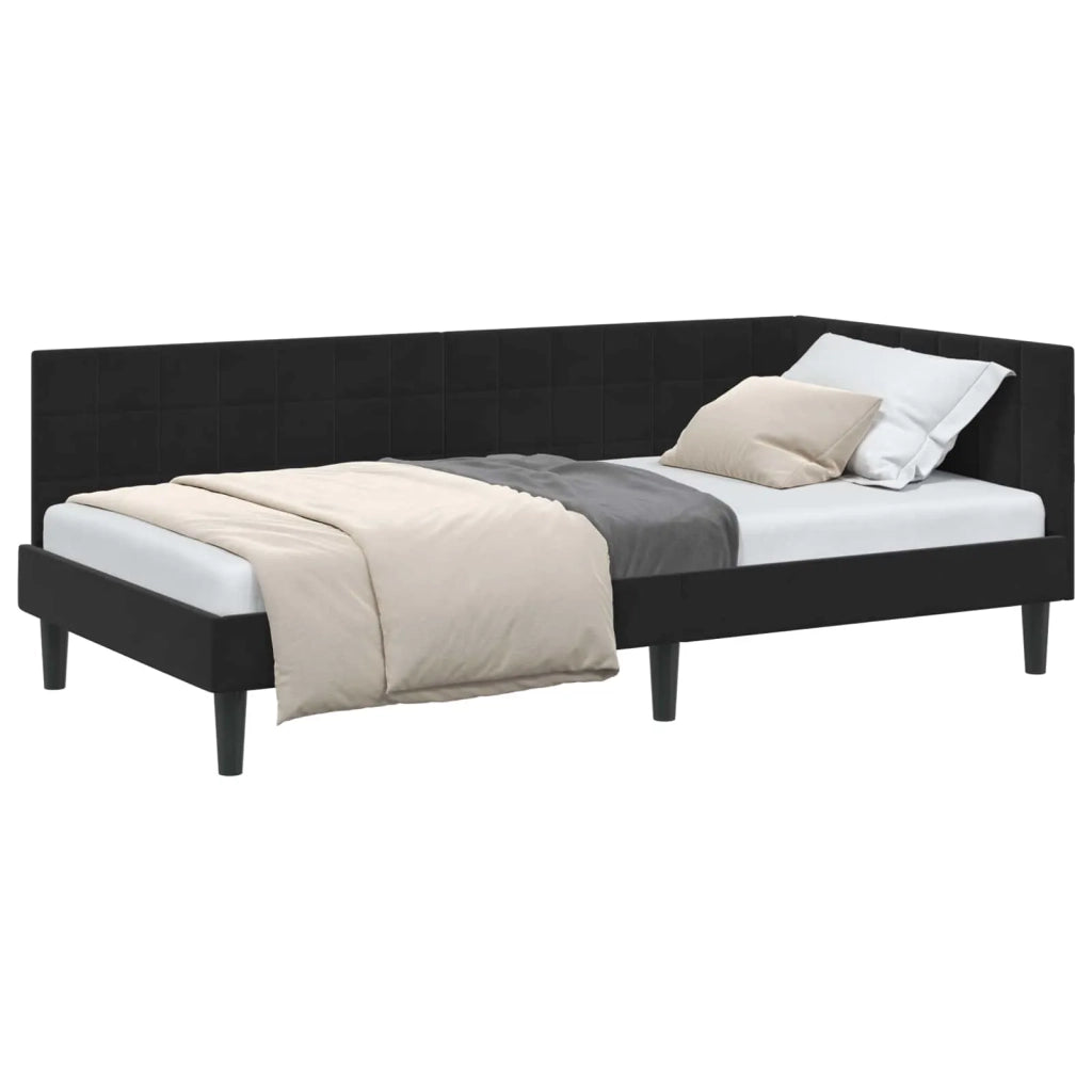 Cornice del letto ad angolo Nero 90 cm x 200 cm Velluto 42016433