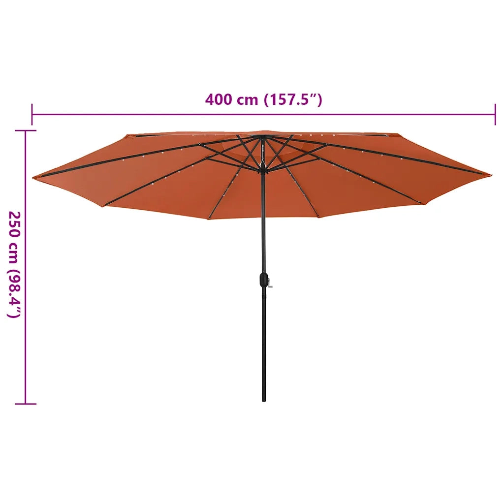 Ombrellone da Giardino-Ombrello da Balcone con Luci LED 400 cm Terracotta