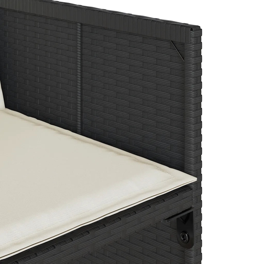 Set da Pranzo da Giardino 5 pz Nero con Cuscini in Polyrattan 3211074