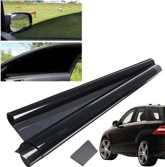 Schermo di Privacy Auto Tint Film - 50 x 300 cm Verduisterastraente per Camper e Auto - con Protezione UV - Isolante Termica per Auto - Film Zonwerente Nero (VLT 70%)