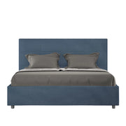 BS COM Letto matrimoniale francese contenitore imbottito 140x190 microfibra blu
