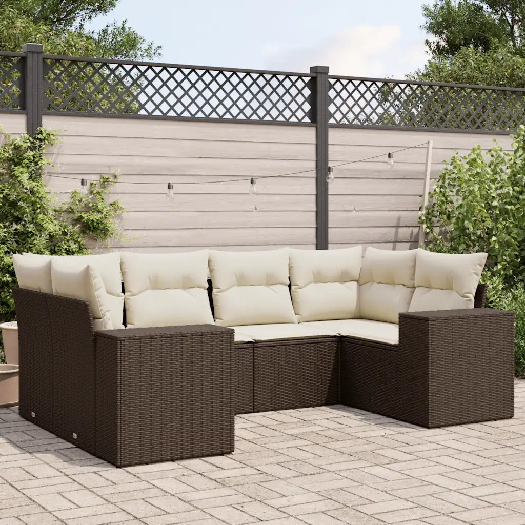 Set Divano da Giardino 6 pz con Cuscini Marrone in Polyrattan 3222982