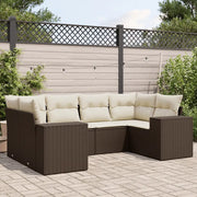 Set Divano da Giardino 6 pz con Cuscini Marrone in Polyrattan 3222982