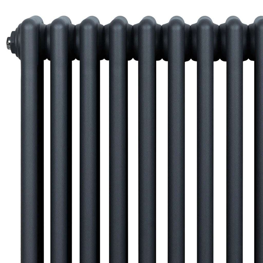 Radiatore Tradizionale 4 Colonne Orizzontale Riscaldamento Antracite & Valvole 600x1190 mm