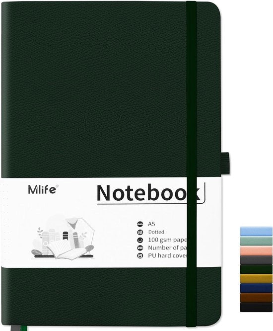 Libretto con Pagine Spesse - Adatto per Ufficio - Verde - Copertina in PU Rigida