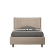 BS COM Letto una piazza e mezza senza rete imbottito 120x200 similpelle tortora