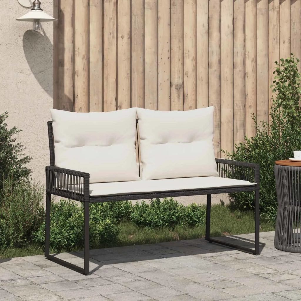 Panchina da esterno | Panchina da Giardino | Panca da Giardino 4 pz Nero e Bianco Crema polyrattan