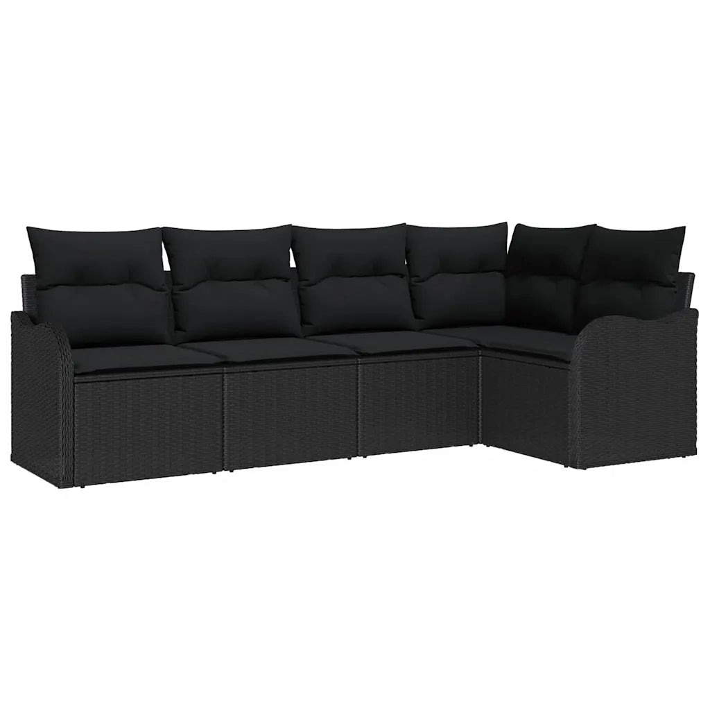 Set Divano da Giardino Nero polyrattan