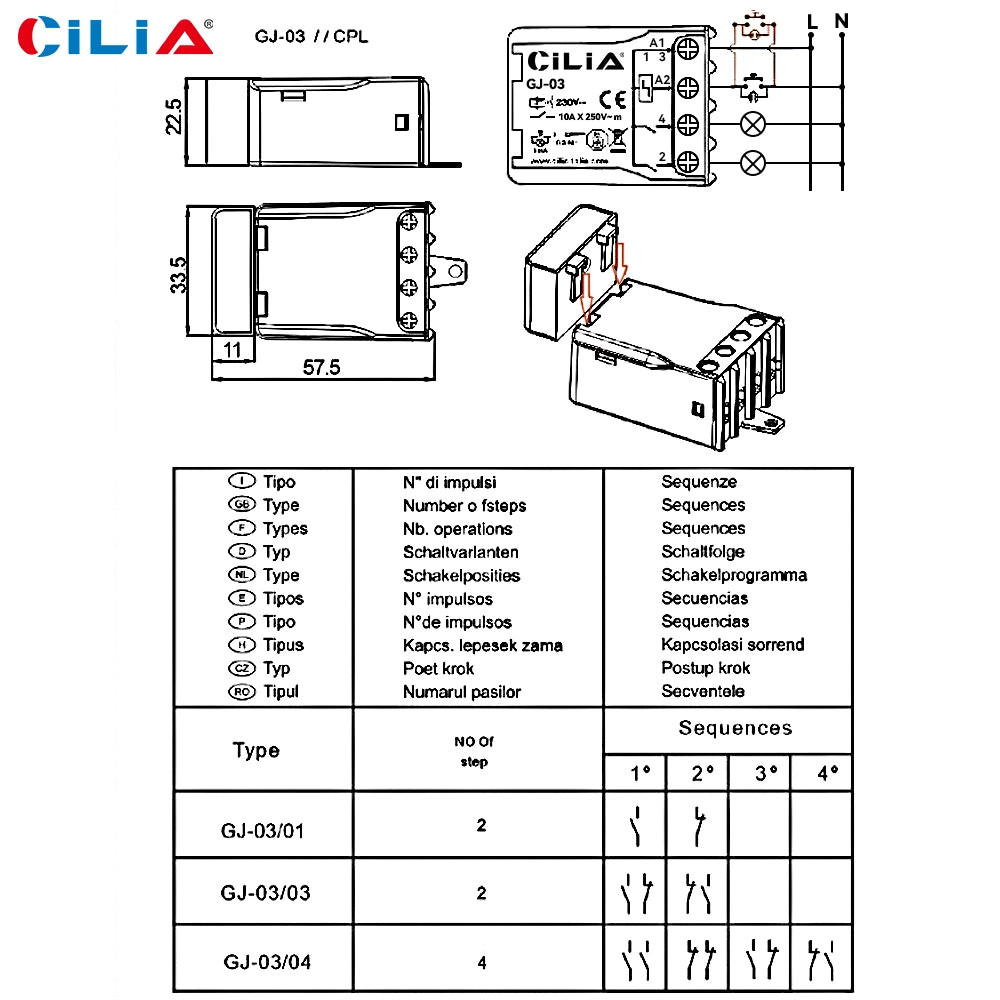 Interruttore a Impulsi 230V 10A ¨C Minimal ¨C 1NO