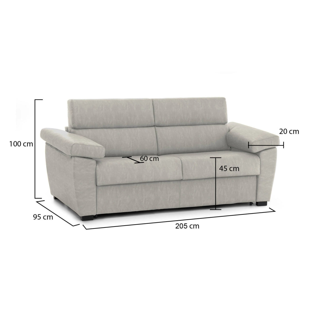 Gorreto, Divano Fisso 2 Posti Sfoderabile Made in Italy, 205x95x100h cm Beige