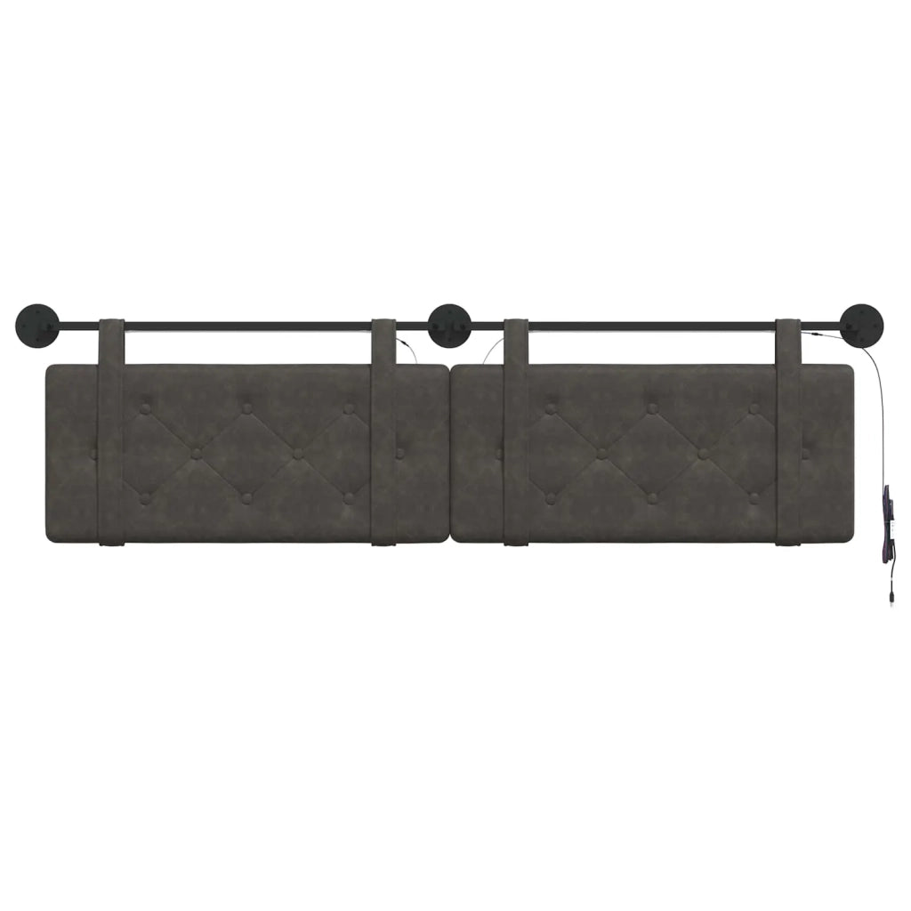 Testiera sospesa Con luce LED Nero PU Antico 3424241
