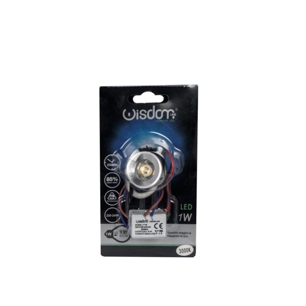 Punto luce led da incasso 1w tondo luce rossa