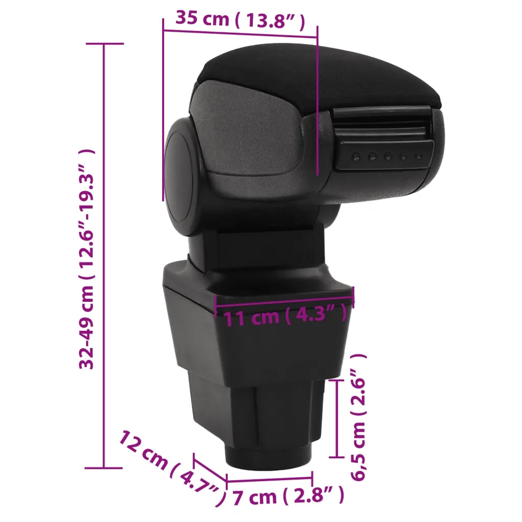 Bracciolo per Auto Nero 11x35x(32-49) cm in ABS CFW6684605