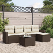 Set Divano da Giardino 6 pz con Cuscini Marrone in Polyrattan 3218893