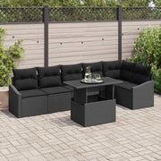 Set Divano da Giardino con cuscino 7 pcs Nero polyrattan 3349019