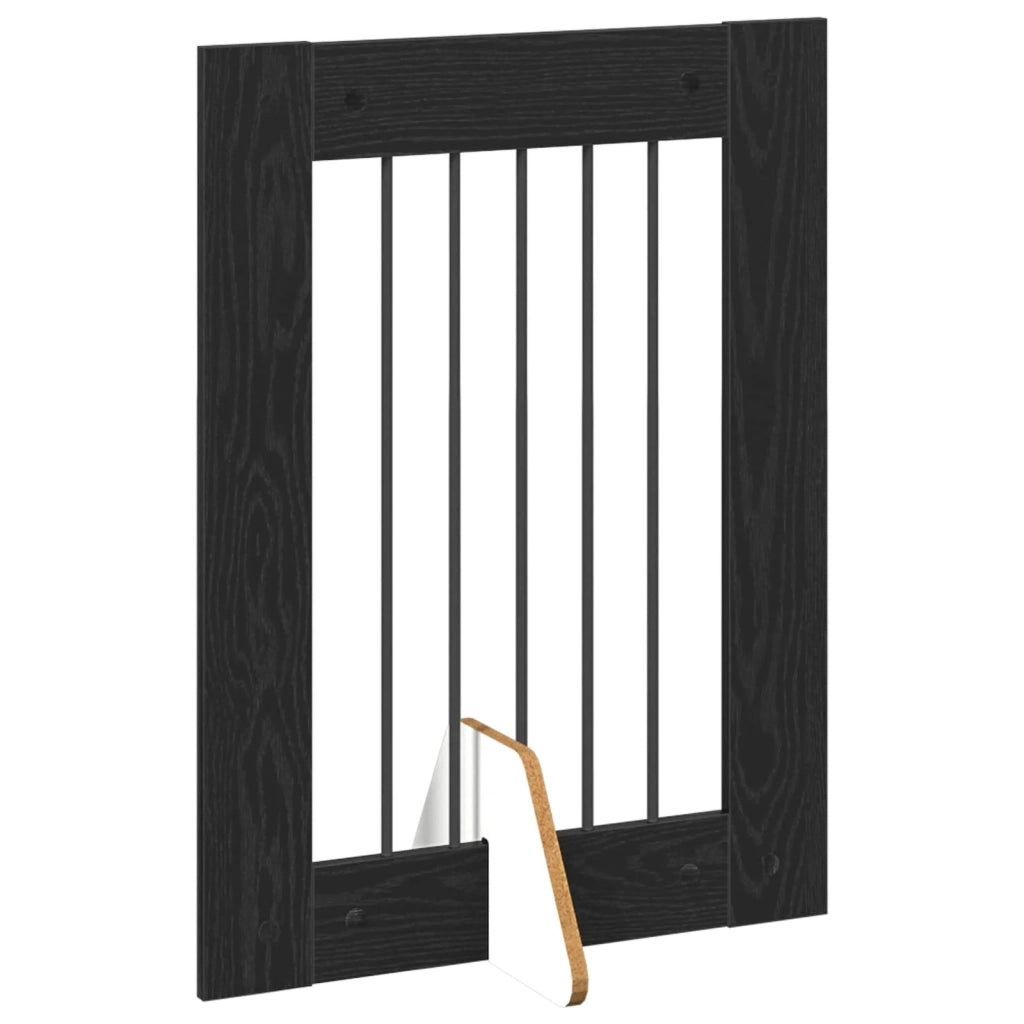 Cancello per cani pieghevole con supporti 4 pz Rovere Nero 892097
