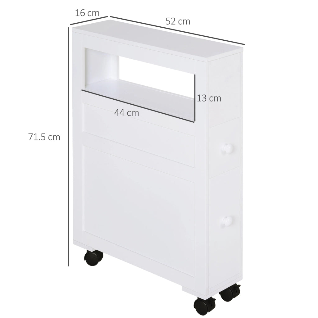 Mobiletto da Bagno con Cassetti Salvaspazio ¨C Minimal ¨C Legno Bianco 16x52x71.5cm