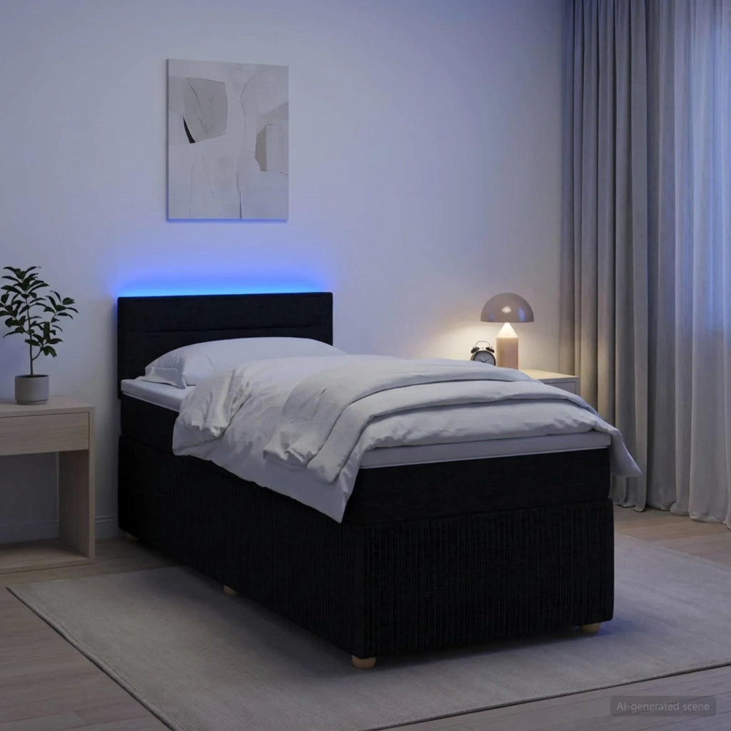 Letto box spring con materasso Nero 100 x 200 cm Tessuto 3452857