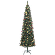 Albero di Natale Artificiale Stretto 230 cm con Luci LED ¨C zephmum ¨C Verde